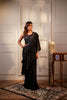 Black draped skirt with crop top and circular drape set