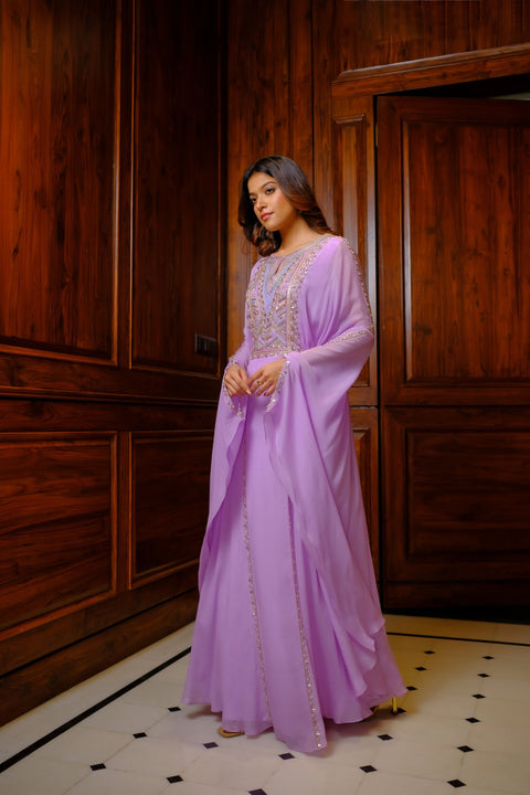 Lavender kaftan style gown
