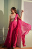 Fuchsia pink draped saree with blouse