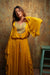 Mustard poncho style flared leg tie up jumpsuit