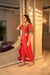 Red asymmetric hem tunic with dhoti set