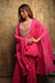 Hot pink cape style  curved hem high low tunic with gharara