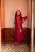 Cherry red fit and flared tunic with palazzo and dupatta set