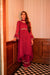 Cherry red fit and flared tunic with palazzo and dupatta set