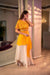 Mustard structured sleeves fit and flared tunic with palazzo set