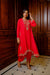 Red flared high low tunic with dhoti set