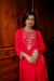 Red flared high low tunic with dhoti set