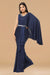 Navy blue textured fabric gown.