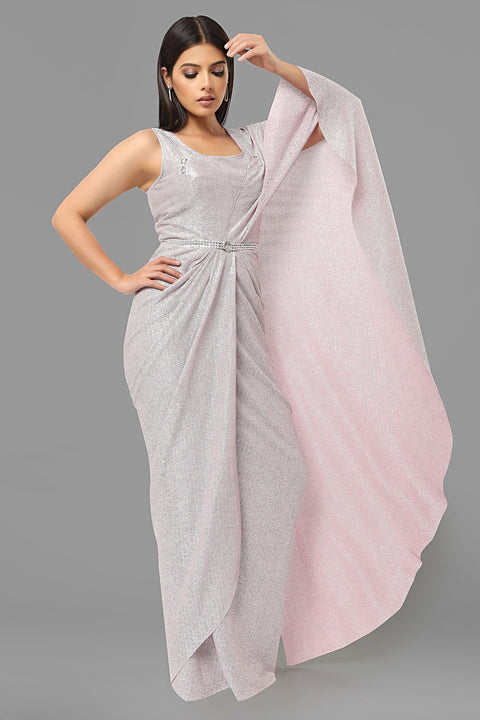 Lavender textured fabric gown.