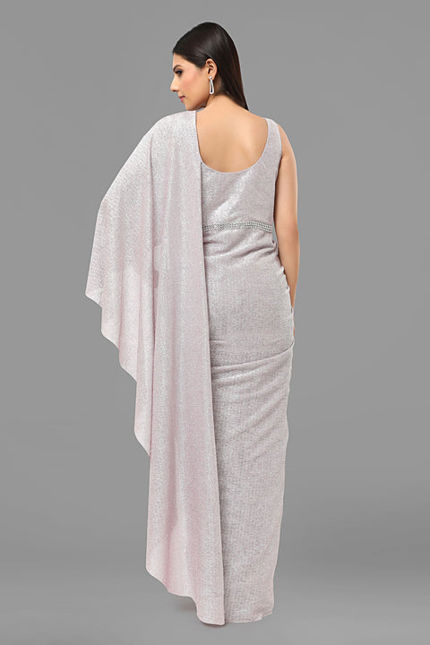 Lavender textured fabric gown.