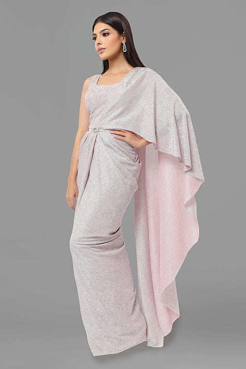 Lavender textured fabric gown.