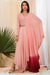 Baby pink asymmetric hem gown with cherry shading.