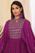 Purple crepe crush Gown with poncho sleeves.