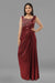 Maroon embroidered gown in shimmer textured fabric.