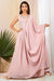Mauve pink cowl drape gown.