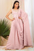 Mauve pink cowl drape gown.