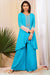 Turquoise blue high low tunic with pallazo.