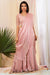 Mauve pink crop top paired with matching gharara with attached drape.