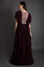 Wine ruffled embroidered Gown.