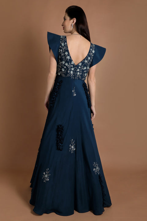 Teal Blue cap sleeves gown.