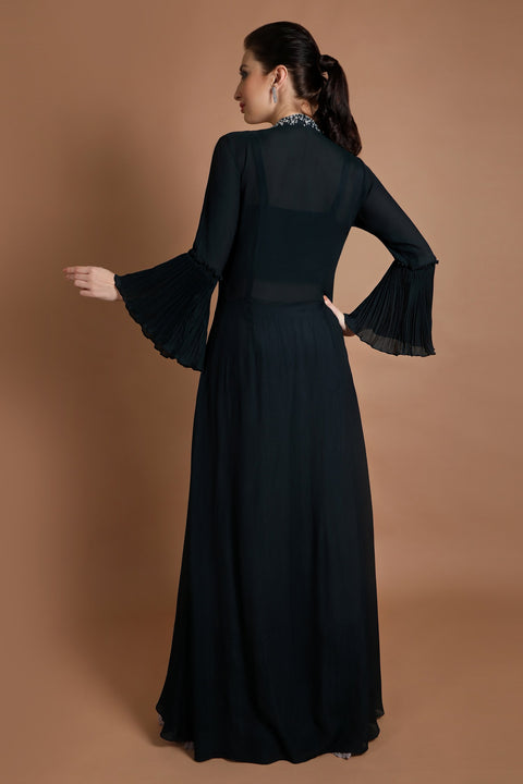 Navy with grey flared jacket set.