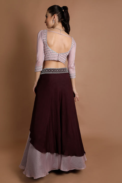Plum with Onion pink crop top and skirt set.