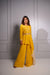 Mango yellow crepe and textured fabric jumpsuit.