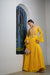Mango yellow crepe crushed gown.