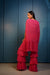 Fuchsia pink kaftan with cutout sleeves set.