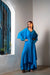 Turquoise blue waist pleated tunic with palazzo set.