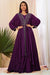 Purple double layered poncho balloon sleeves gown.
