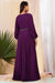 Purple double layered poncho balloon sleeves gown.