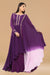 Purple gathered crepe gown.