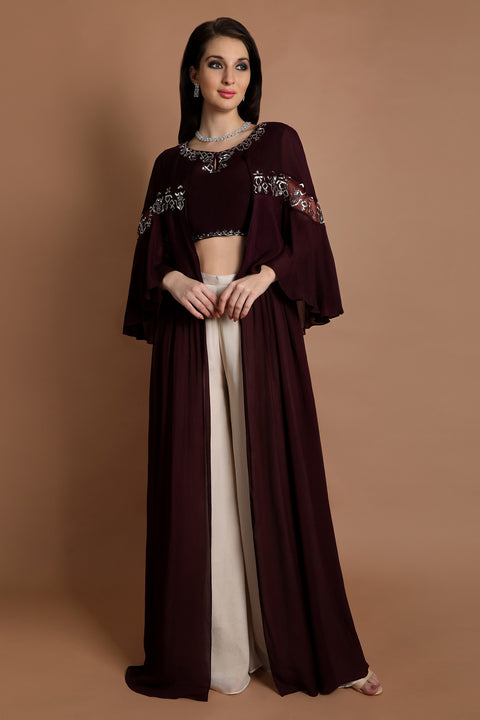 Wine layered jacket set.