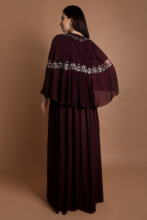 Wine layered jacket set.