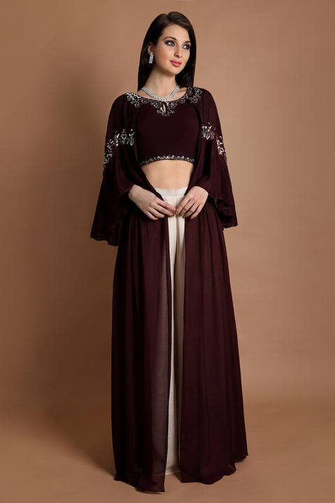 Wine layered jacket set.