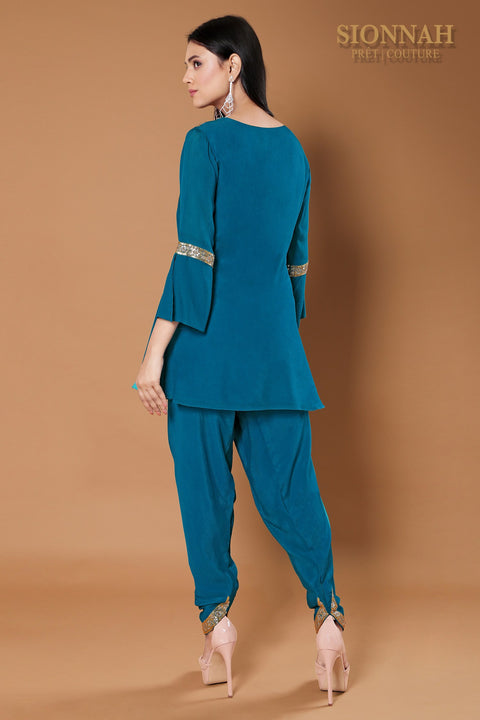 Turquoise Short tie up tunic.