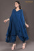 Deep teal Cape style flared tunic with dhoti pants.